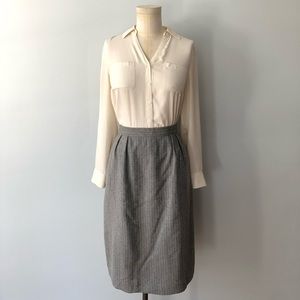 80s grey pinstripe wool skirt